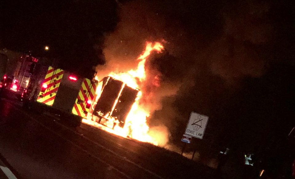 Semi-truck hauling cooking oil catches fire on SB I-75 near Piqua    