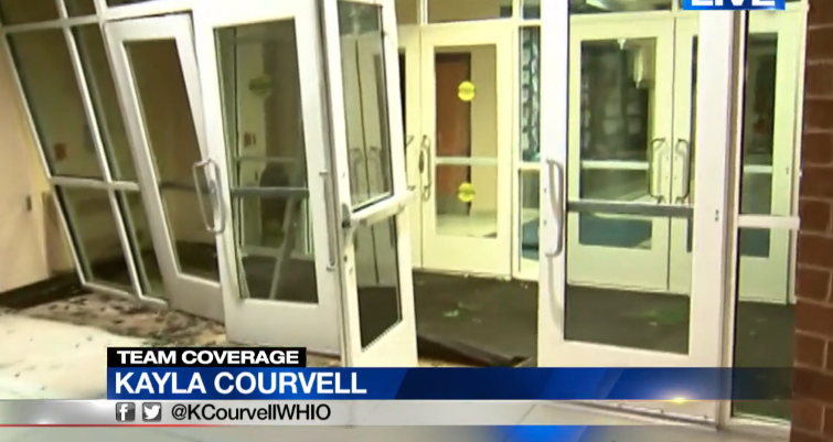 Dayton tornado: These are the front doors of Brookville High School,