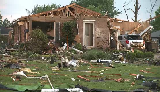 Damage is reported in Celina, Ohio, after a possible tornado struck the community.