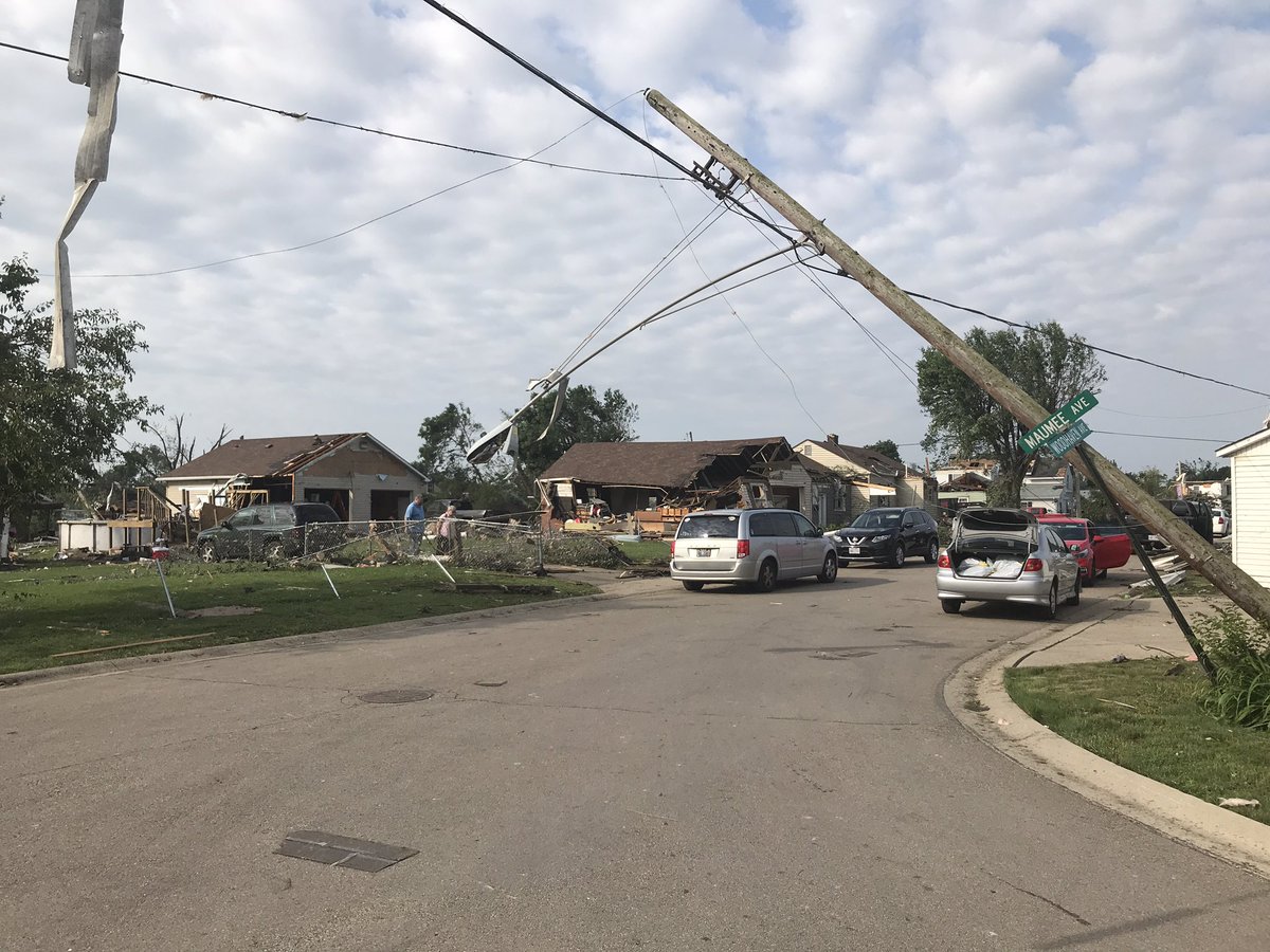 A tornado touched down in the Dayton area. Homes and businesses are damaged. Minimum injuries  