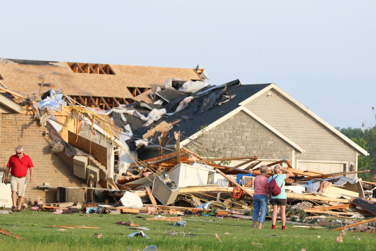 Heavy Tornado damage in the neighborhood of Wheatland Acres of Celina after a Tornado swept the area late Monday night