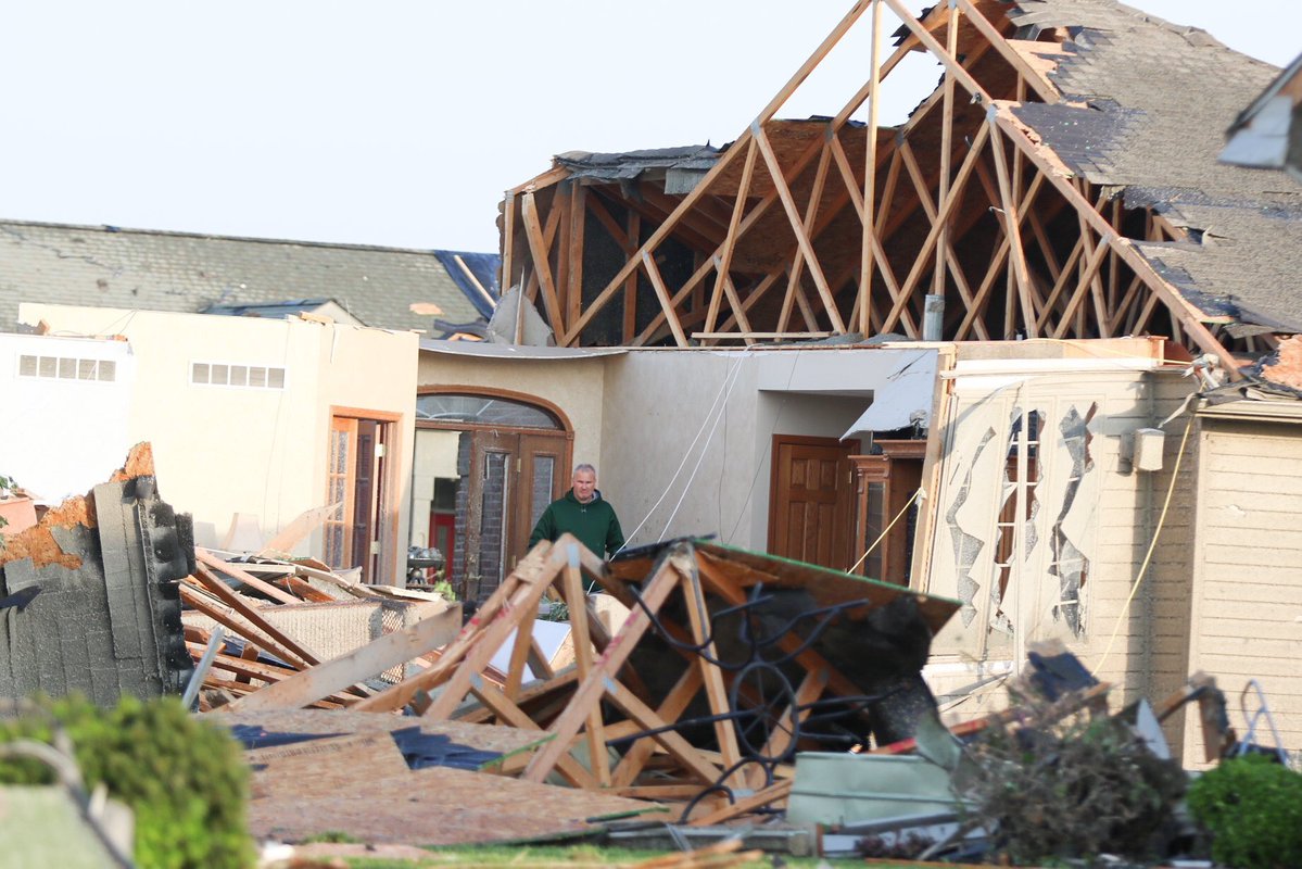 Heavy Tornado damage in the neighborhood of Wheatland Acres of Celina after a Tornado swept the area late Monday night