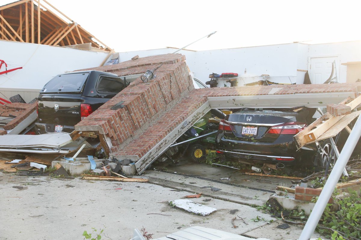 Heavy Tornado damage in the neighborhood of Wheatland Acres of Celina after a Tornado swept the area late Monday night