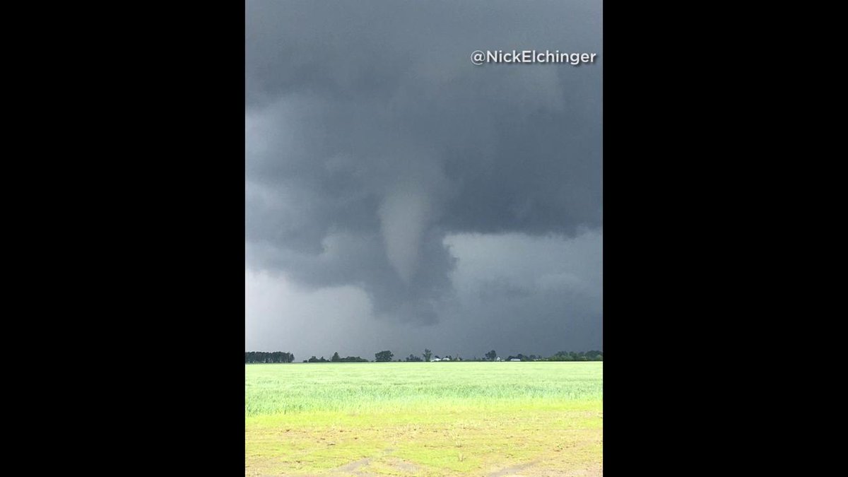 Several tornadoes touched down in Ohio Wednesday during the thunderstorms. The tornado damaged a barn and tore down power lines.