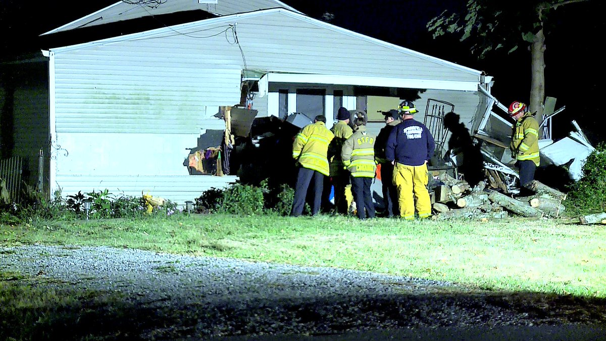 Pickup truck crashes into a house in the 9700 block of Overview Ln. in Springfield Twp. 4 people home at the time of the crash. No injuries reported. Driver arrested.