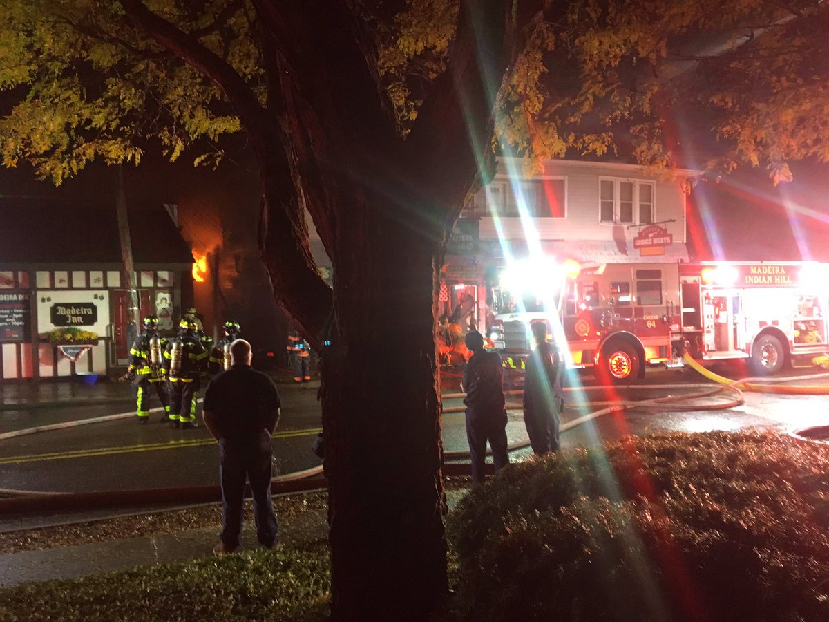One fire fighter suffered minor injuries after a fire started in the upstairs of this Madeira building.