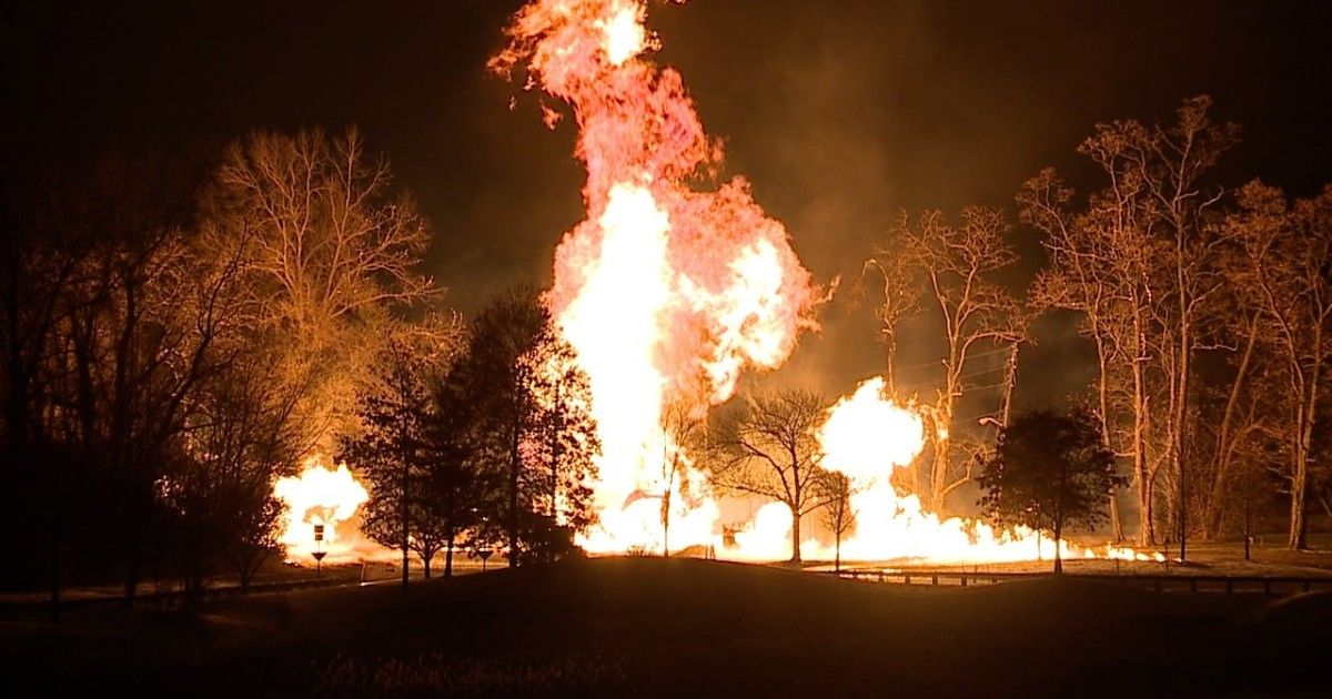 The flames are shooting higher than the treetops. Around 500 homes without power. No reported injuries