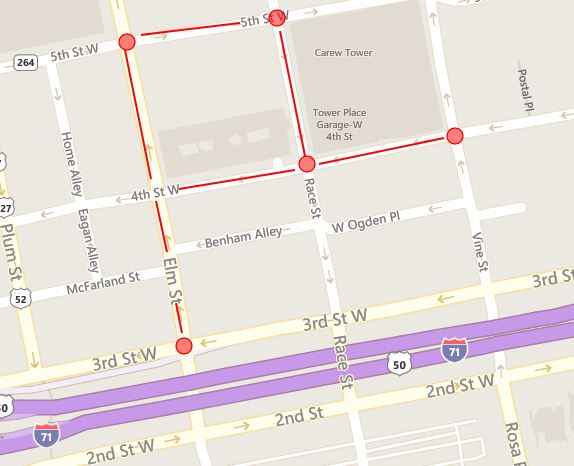 Elm closed from 3rd St north in area of building collapse downtown