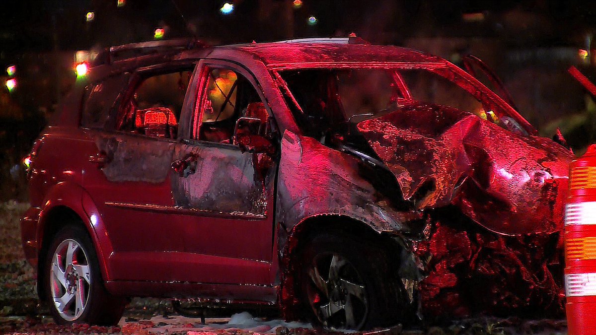 One person transported to hospital after fiery crash into construction barrier on Central Pkwy near Ludlow St.