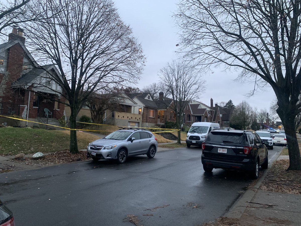 On the scene of shooting in Bond Hill. Death Investigation, one man shot. Police believe there was an argument between father & son. Coroner is here (appears inside). 