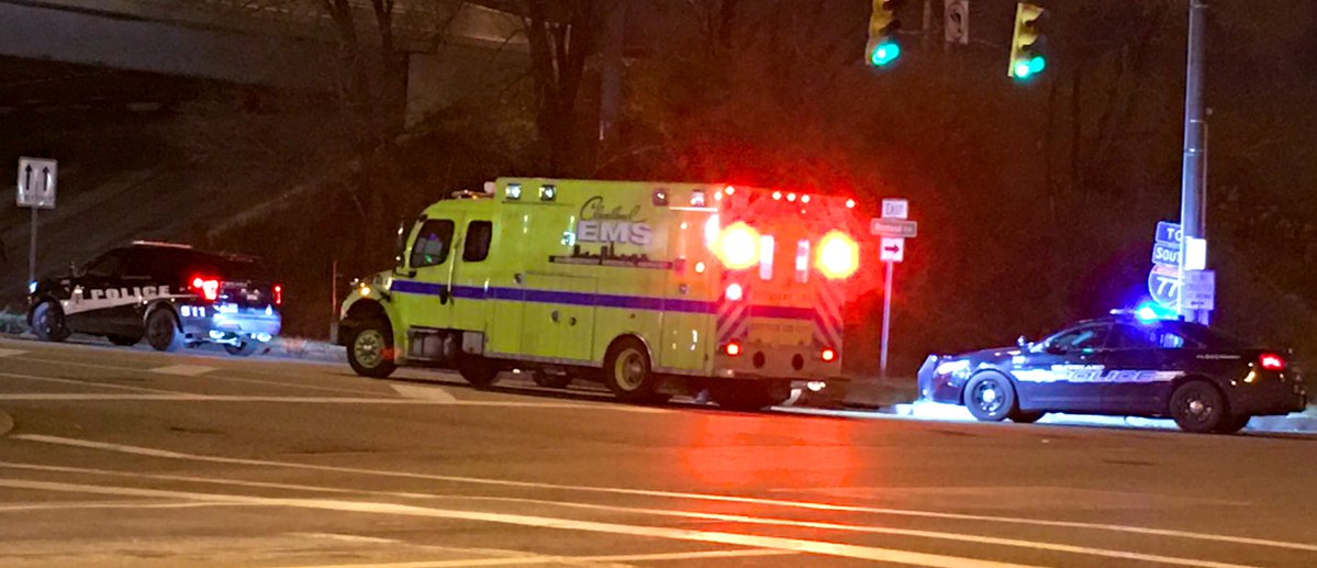 After being apprehended in a car chase from another city. A 40 year old male jumped out of the Police car at E30th and Woodlawn. He was transported under arrest with multiple injury  complaints
