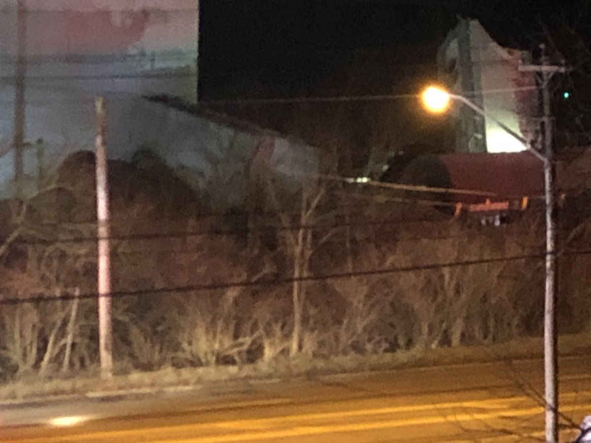 A train has derailed in Delhi, next to River Rd. Multiple emergency crews are on scene.   