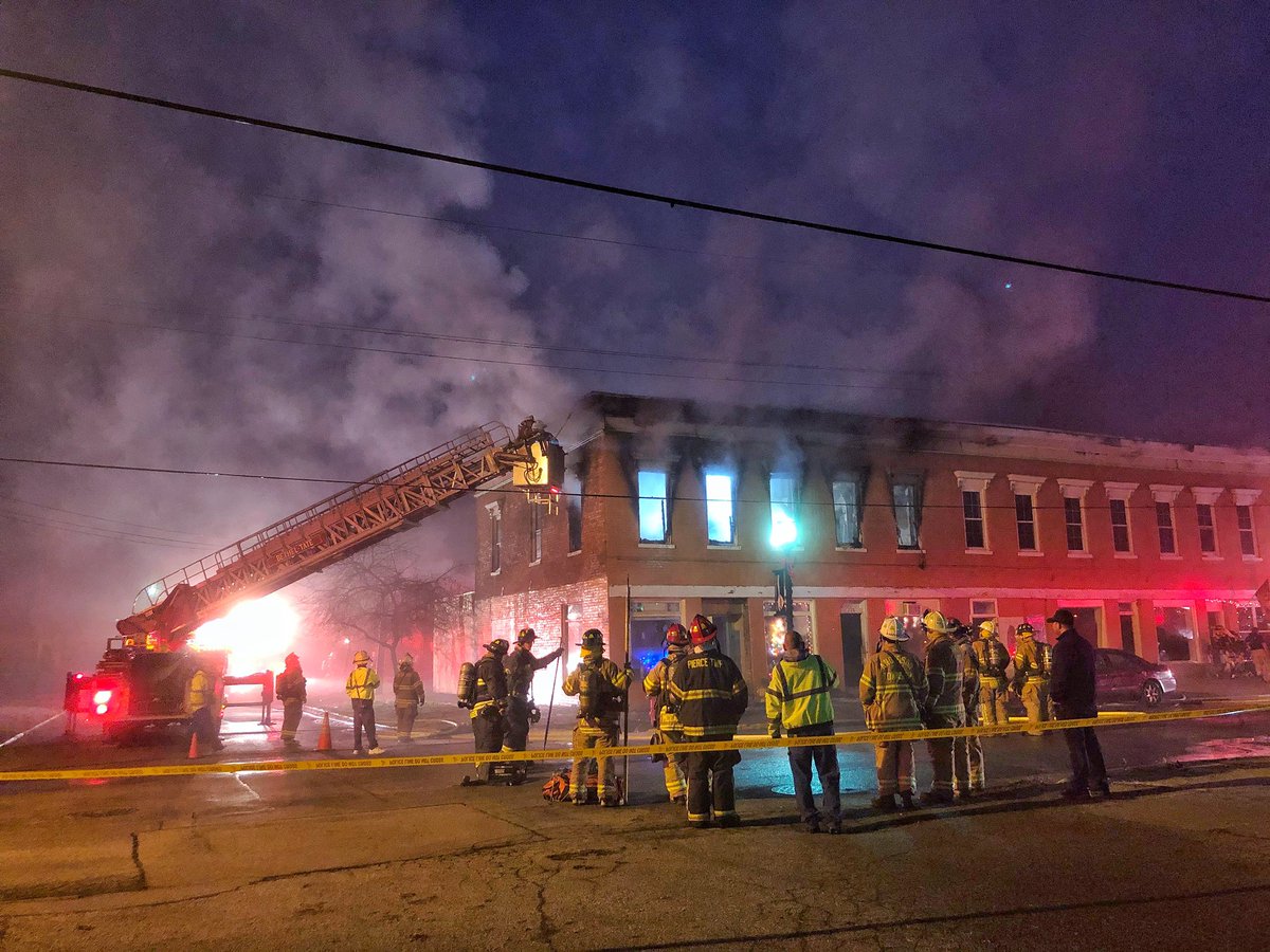 Crews are battling a fire on Front St in New Richmond. Heavy smoke showing