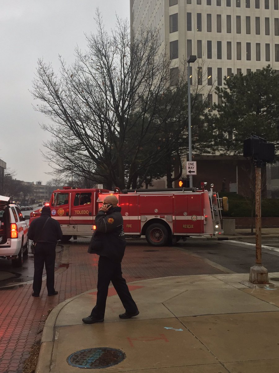 Major fire and EMS presence outside One Government Center. Scanner indicated a white substance was found on the fourth floor. HAZMAT truck also here