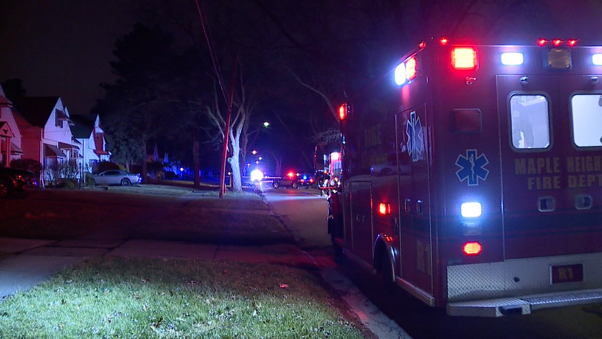 Shooting investigation on Erwin Street in Maple Heights. One person transported in unknown condition. Storm door window shattered, holes in the house and multiple casings in the street