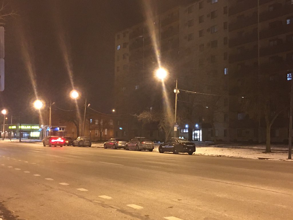 A shooting on the 4th floor of this Apartment building on Superior Ave had one gun man flee in a Black Charger and one in custody. No injuries reported