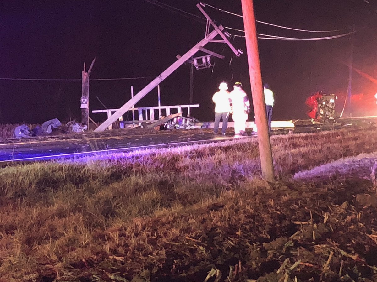 SR 343 remains blocked between Yellow Springs and Clifton due to this earlier crash that damaged a utility pole.