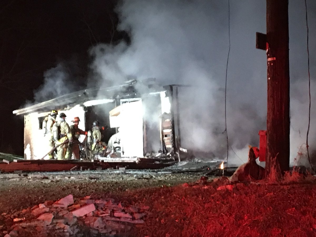 House mostly destroyed by fire in Chautauqua Road and Farmington Road in Miami Township. 