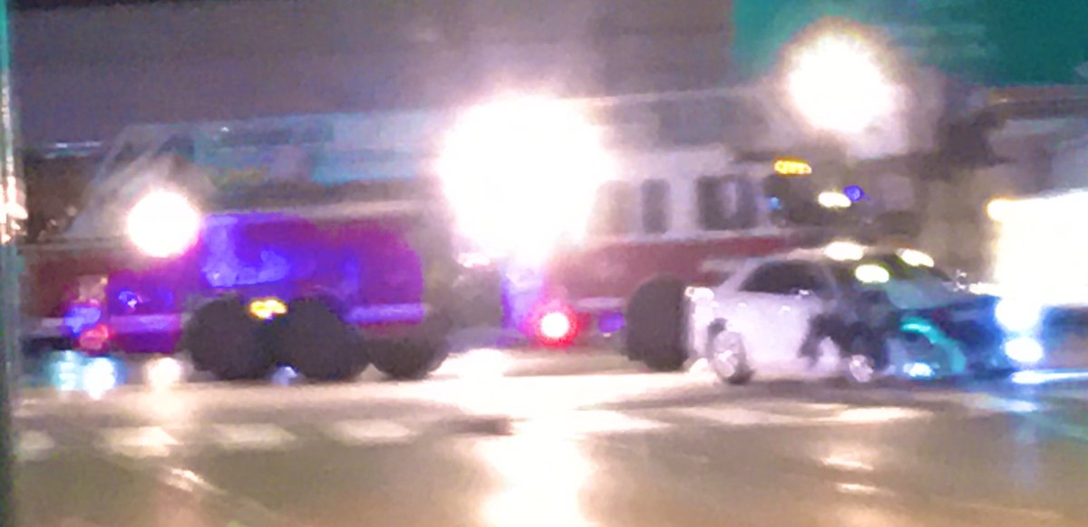 A Cleveland Clinic Ambulance transporting a critical patient collided with a car at Carnegie and Ontario