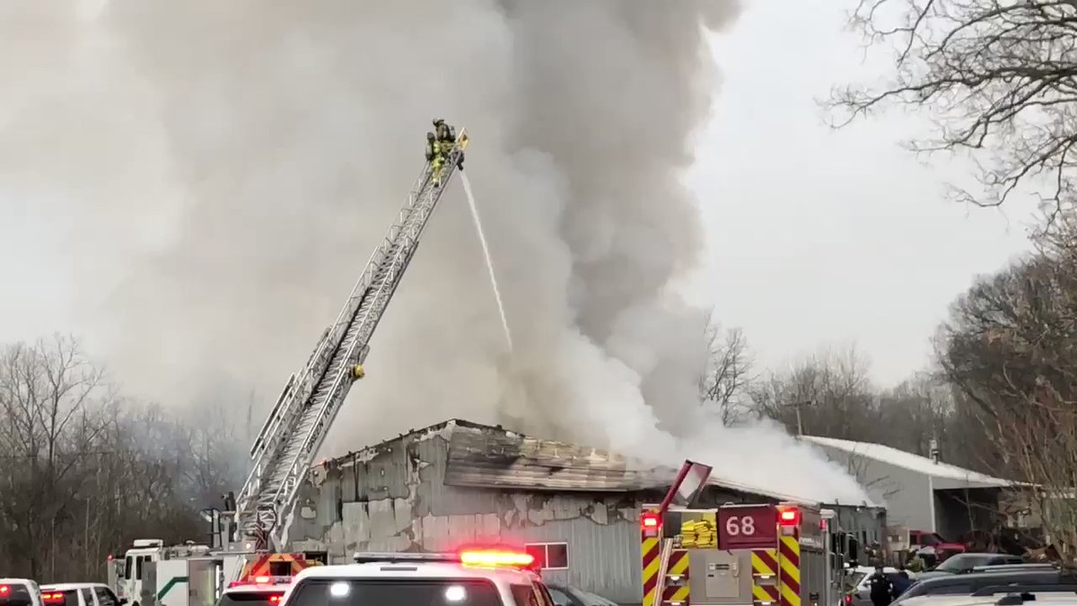 Green Twp has their ladder truck up, dumping water on it now
