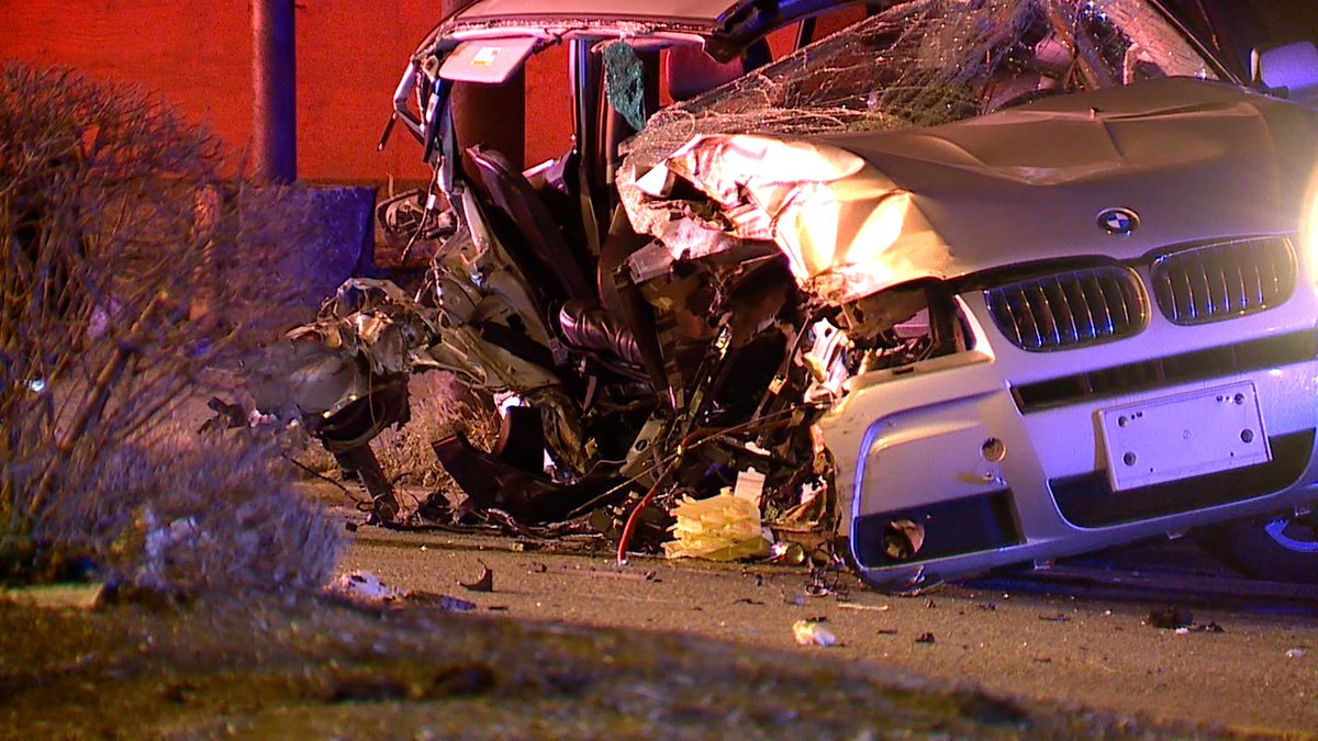 2:35am: Man walks away from this crash with only a few cuts after his BMW crashes into two utility poles and splits completely in half. Gilbert Ave is closed northbound near Curtis St. in Walnut Hills