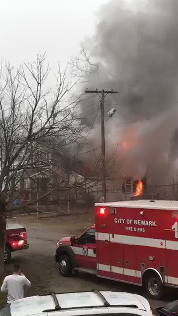Here's video from a neighbor as the fire on Essex St in Newark grew. Still no update on the badly burned person who escaped