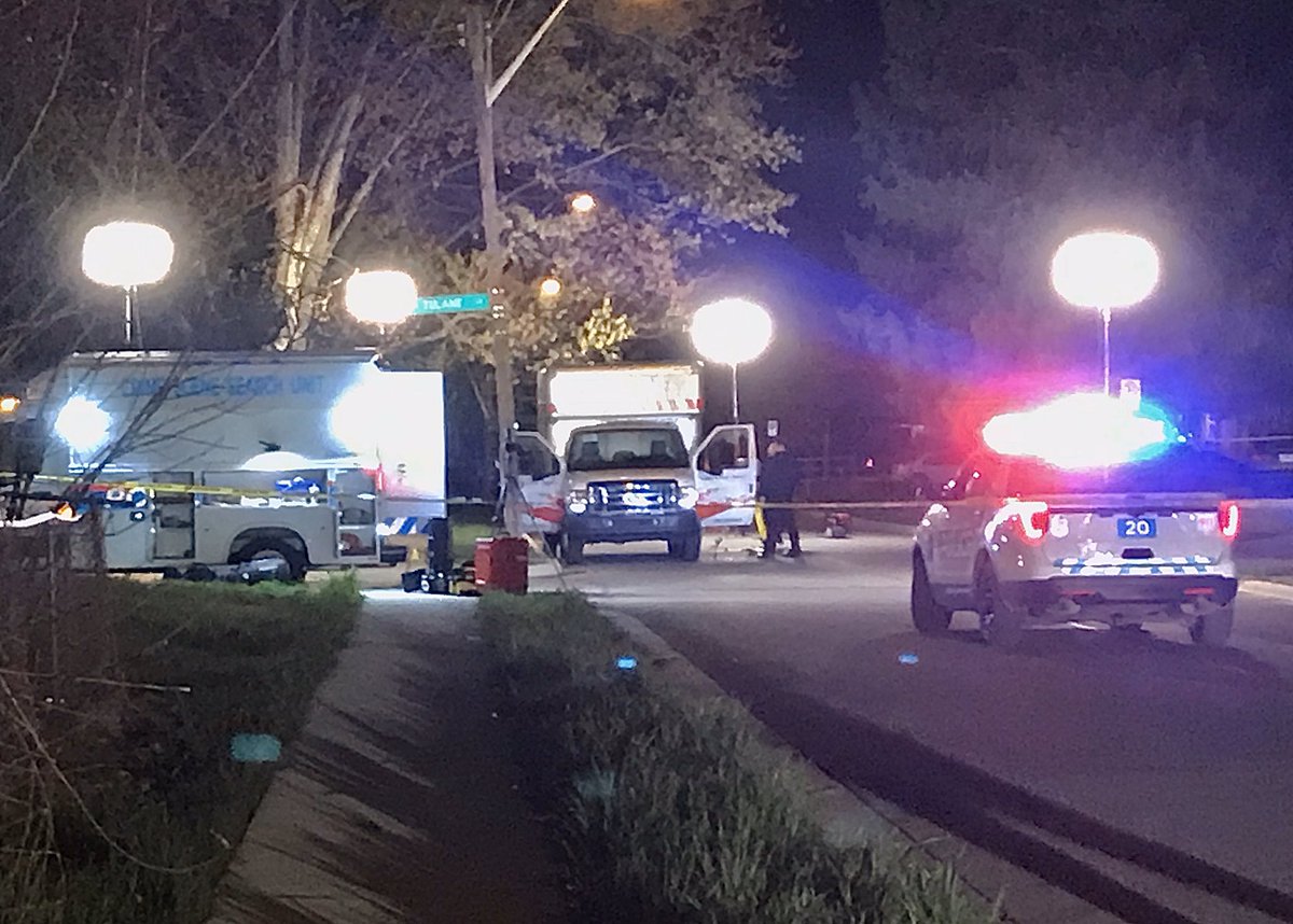 Police continue to investigate a deadly shooting near Audubon Park. Both windows of this UHAUL are shot out. Victim was shot, later died in the hospital. Police still looking for suspect after they fled