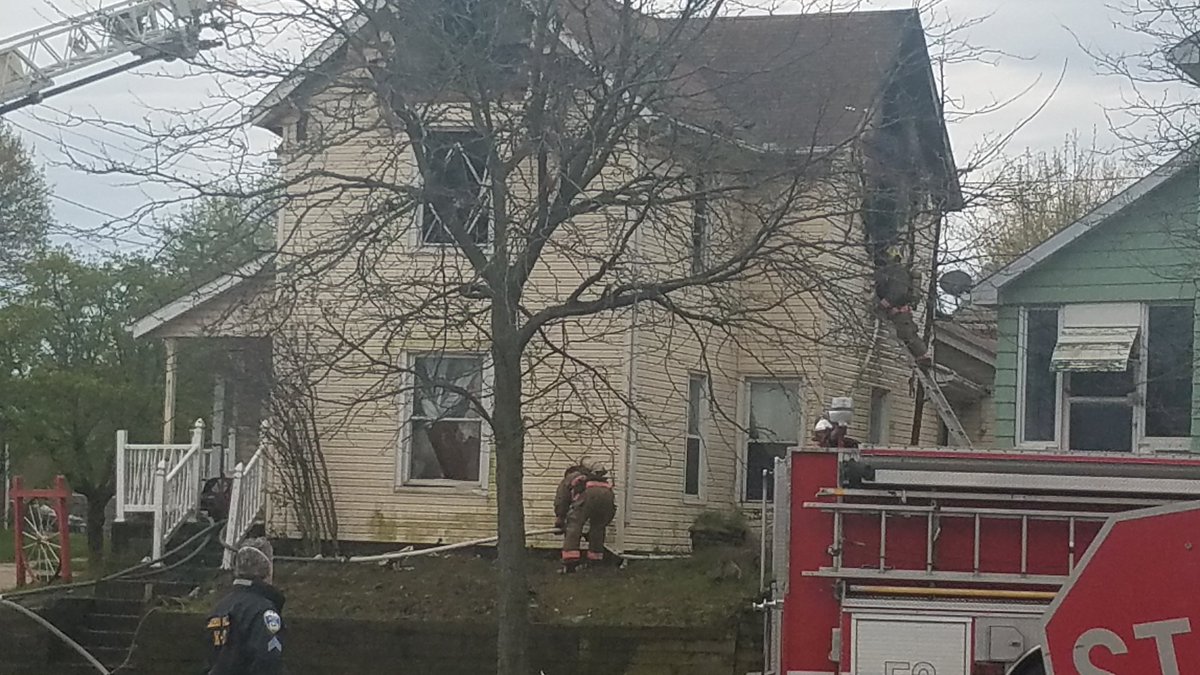 Akron Fire on scene at a house fire on E. Exchange St. The area is closed to through traffic from Arlington Street to Cleveland Ave. 