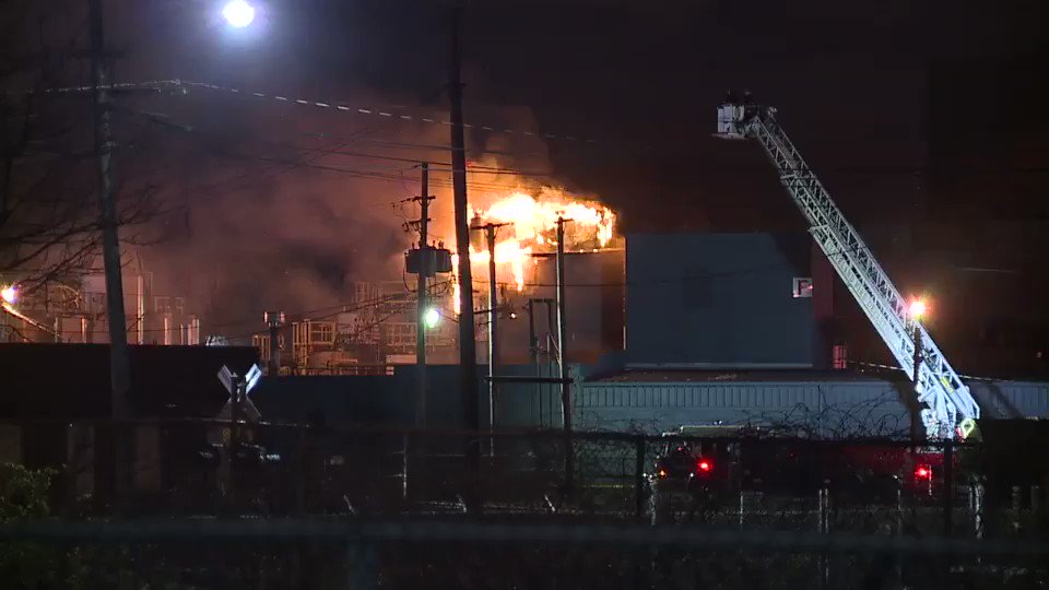 Here is what @ClevelandFire found at 4am when they returned to the plant. Once they got water on the fire it was under control in about 15 minutes. No word on a cause. 