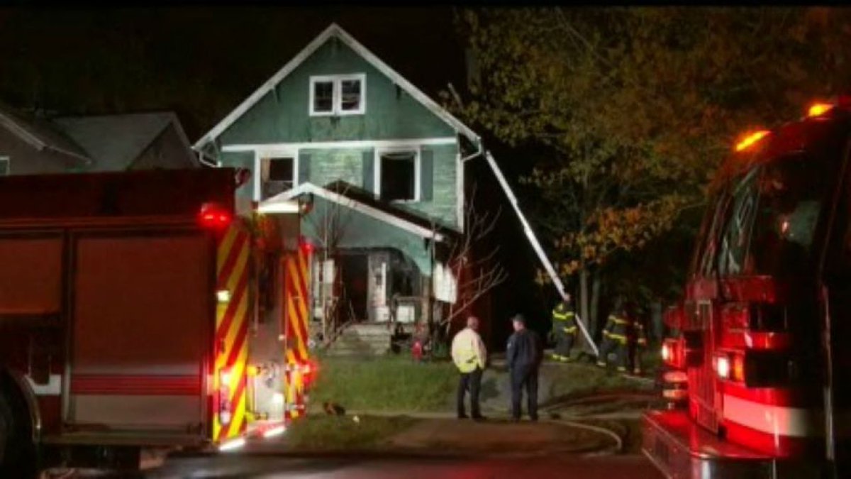Youngstown firefighters worked to control a fire at a vacant house on Delaware Avenue.