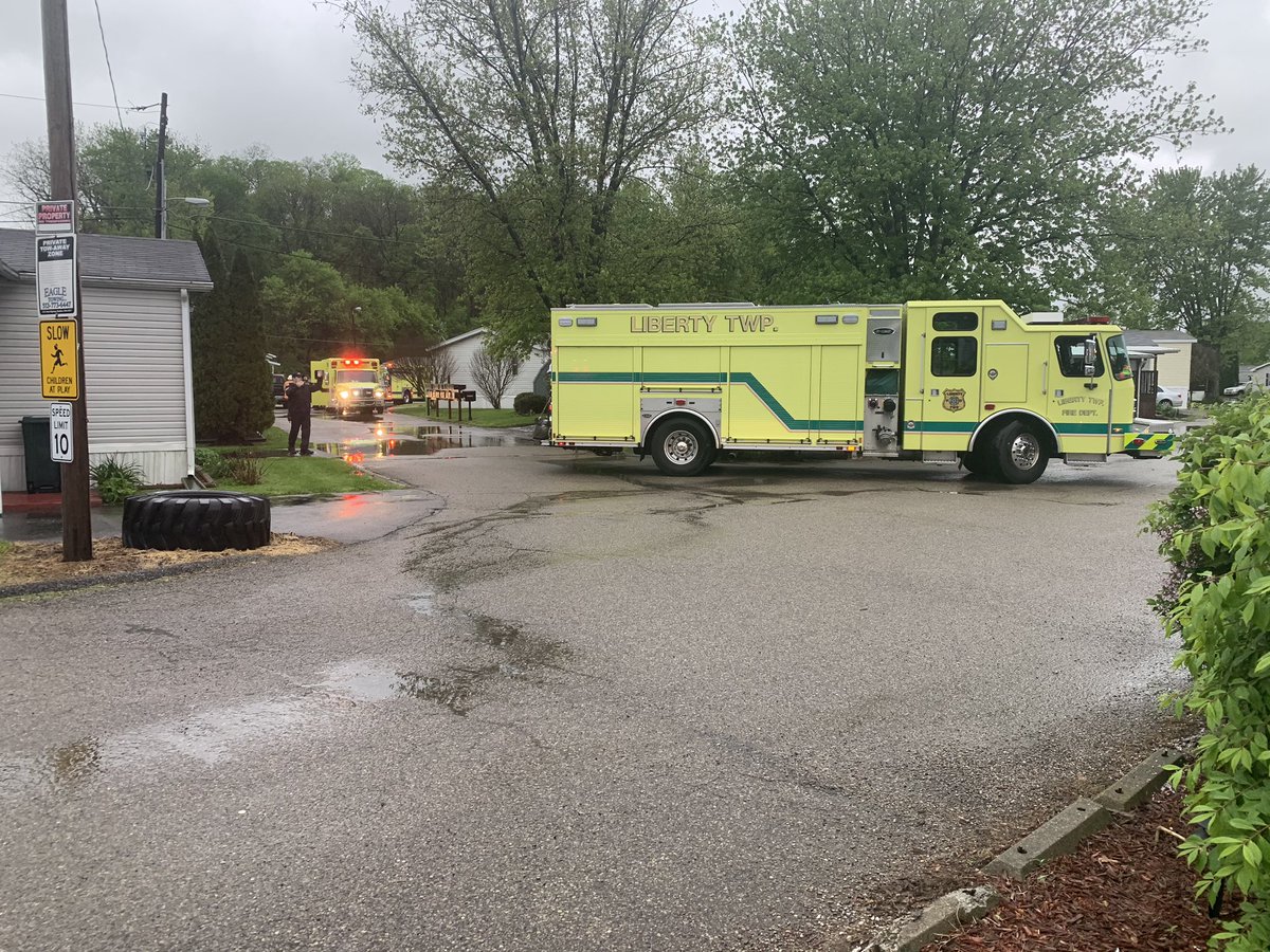 The rain this morning has been ridiculous. I just got to the Gregory Creek Mobile Home Park in Liberty Twsp., where firefighters had to use blowup boats to take people from their homes