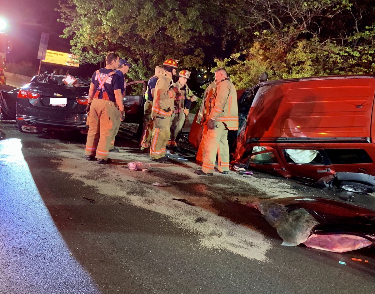 SB I71 tonight: Firefighters from Station 19 in Corryville arrived at this crash to find both drivers trapped in their cars, one of which was on fire. They rescued both drivers with seconds to spare