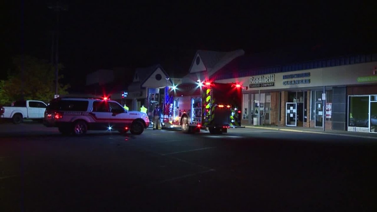 Fire officials called to overnight fire at Boardman Plaza. the fire started on the roof of the plaza near Duchess Cleaners.