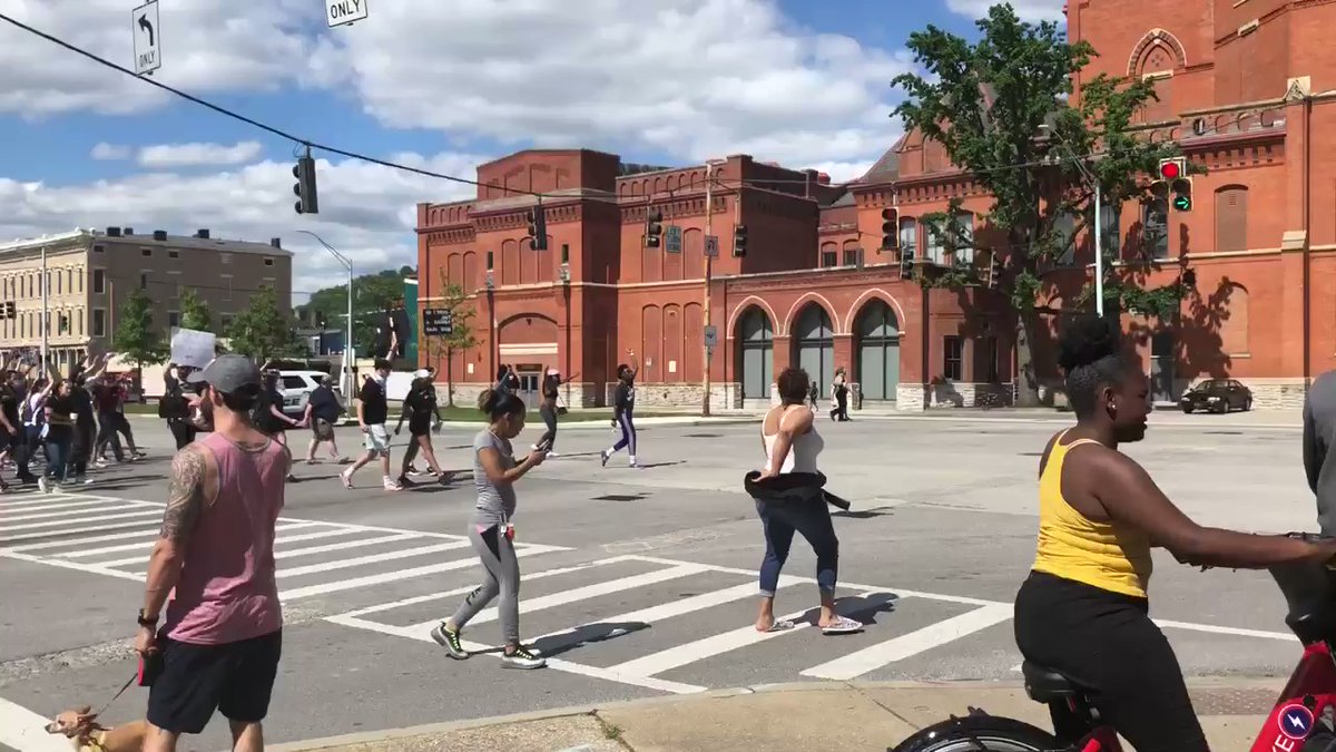George Floyd protest is   moving away from Cincinnati Police District 1. @WCPO