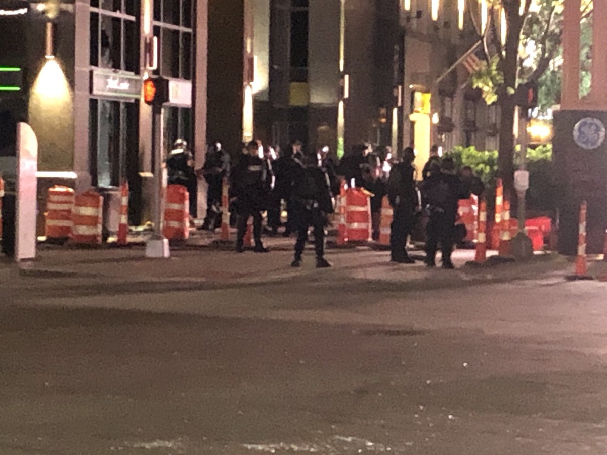 Heavy police presence at Euclid and E 14, Playhouse Square enforcing Downtown curfew in Cleveland. @WEWS WEWS