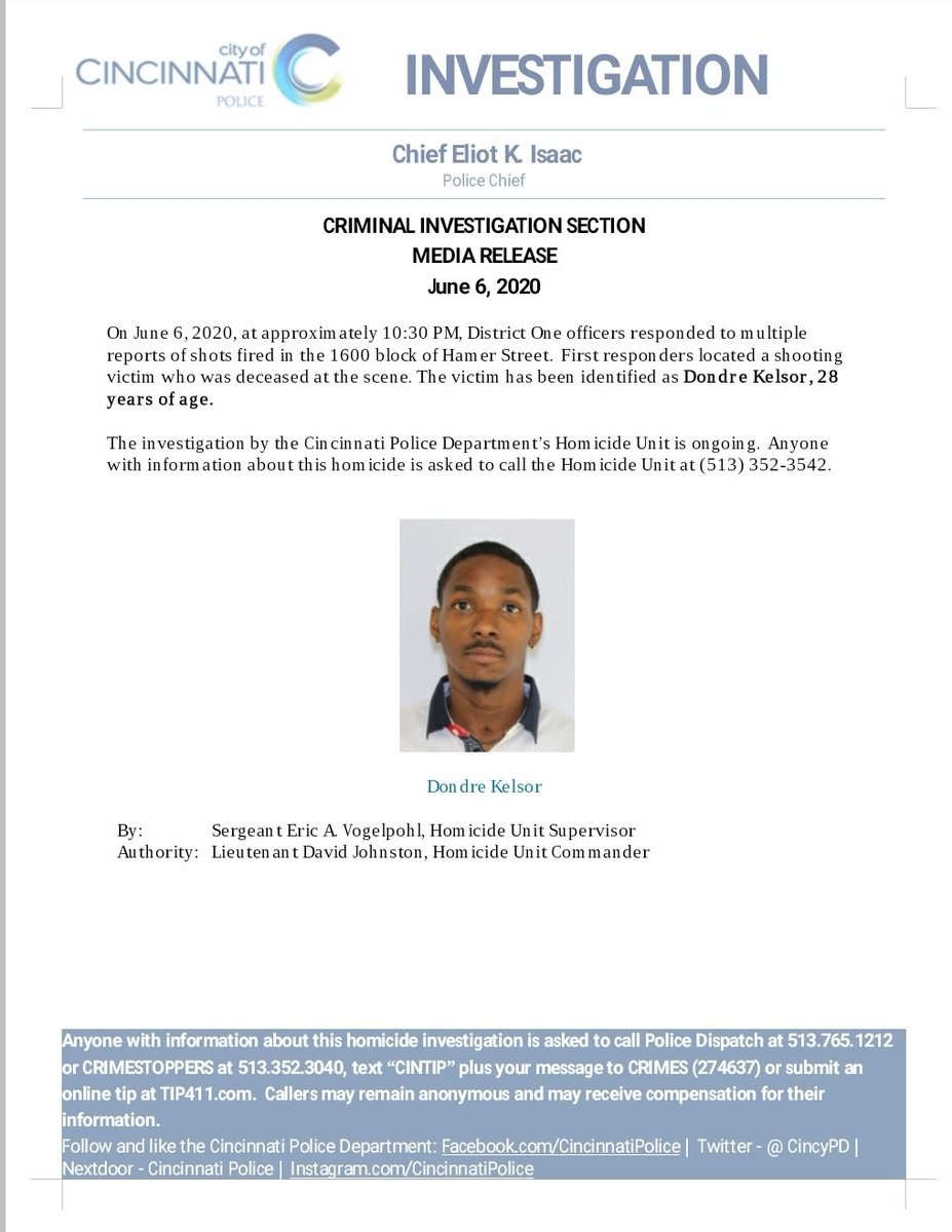 Homicide Unit Press Release