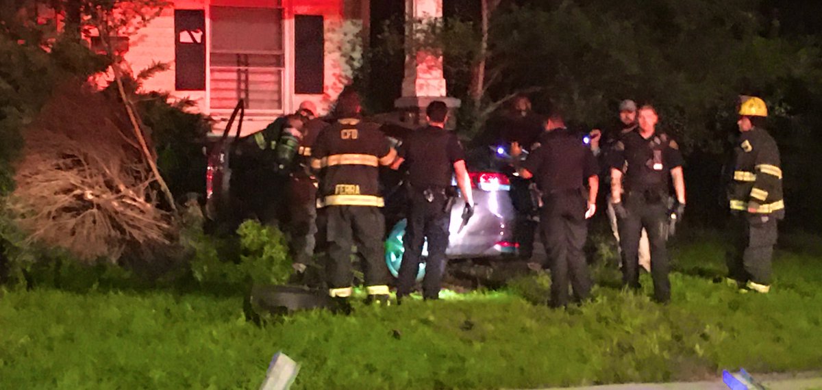 Car into a house on the 3000 Block of E 102. The driver seemed un injured but she was placed in the back of the ambulance
