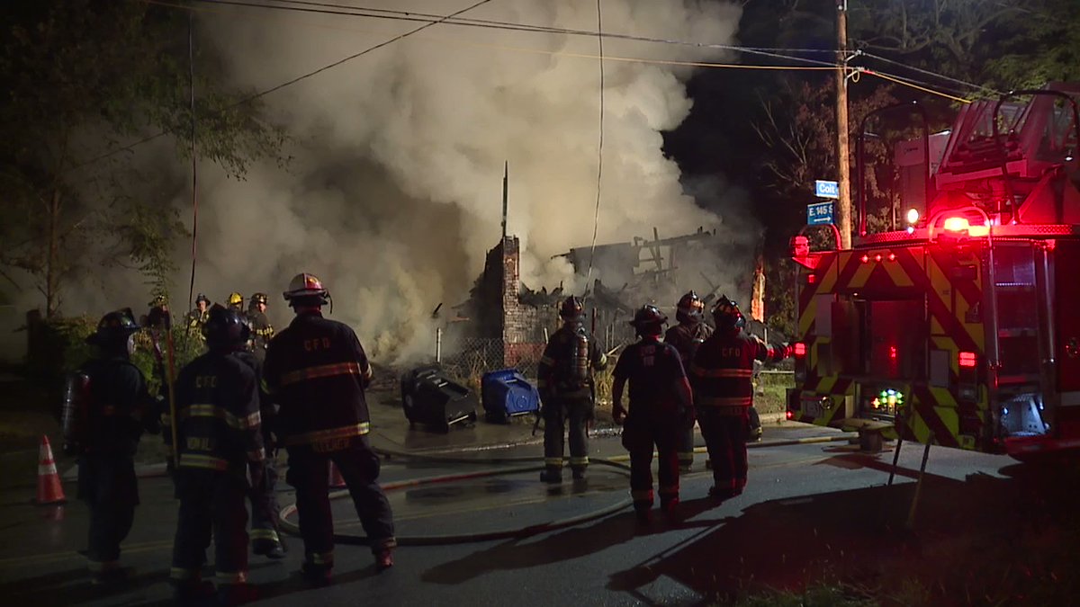 House fire at East 145th and Coit. When @ClevelandFire got on scene they called out fully involved 2 story structure. 