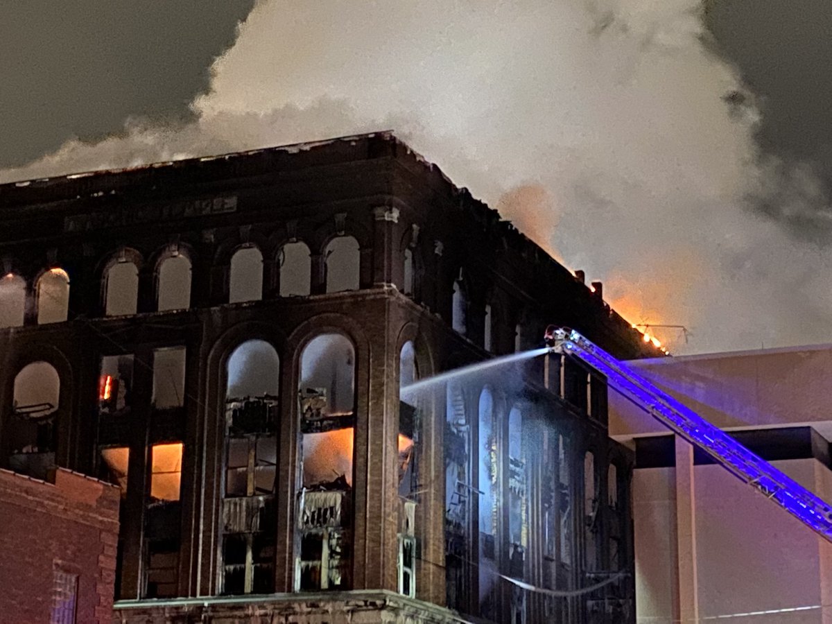 Firefighters are still battling a  blaze in Zanesville.  This historic building has been burning for hours.