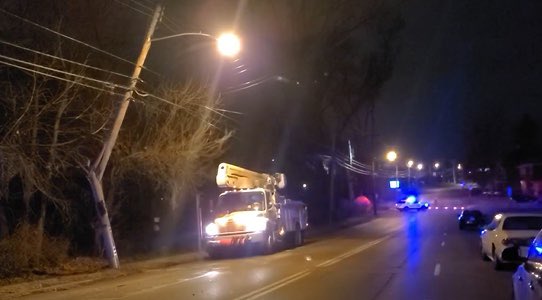 District three police confirm a utility pole was snapped in half in the 2900 block of Harrison Ave after a two car crash. This is near Werk Rd.  Officers say it will be shut down in the area for quite some time