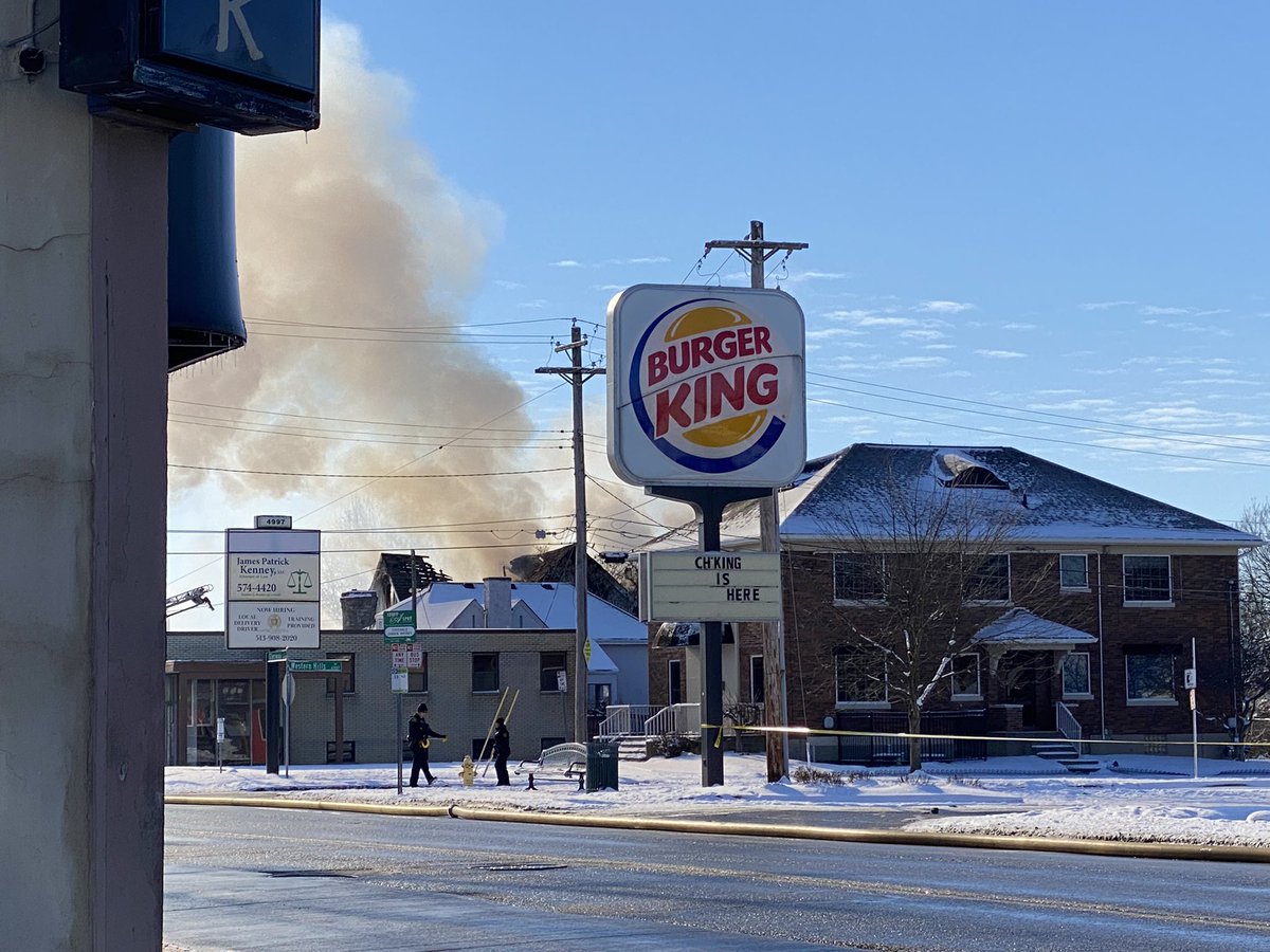 Cincinnati fire crews are responding to a fire at Meyer & Geiser Funeral Home.