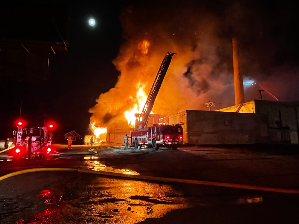 photo from our photographer Kenny Kruse at the scene of the old dairy facility fire.