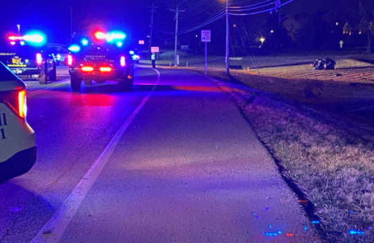 West Chester single-vehicle crash reported at 2:15 a.m. on Tylersville Road west of Ohio 747.  Total of 4 taken by ambulance to West Chester Hospital, a township spokeswoman tells This crash remains very much an active scene