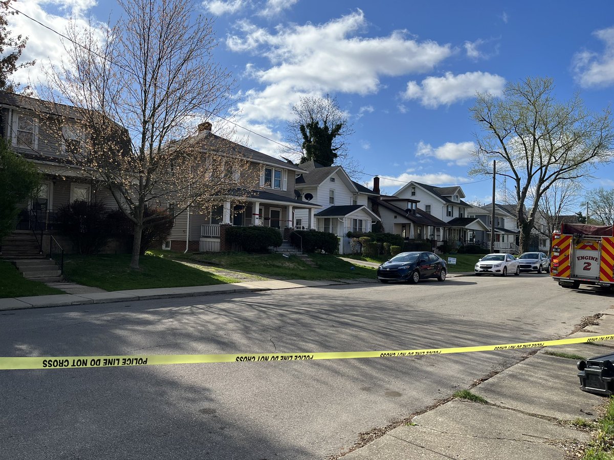 On the scene of a reported shooting on Stewart Avenue in Mansfield this morning. Victim has been transported to hospital. Police setting up crime scene tape.