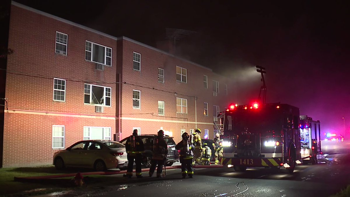 Willoughby working an apartment fire at the Willogrove Apartments. WFD Chief Ungar said the fire started in a 2nd floor apartment and sent smoke throughout the building. One person helped down a ladder from the 3rd floor. No injuries. Cause under investigation