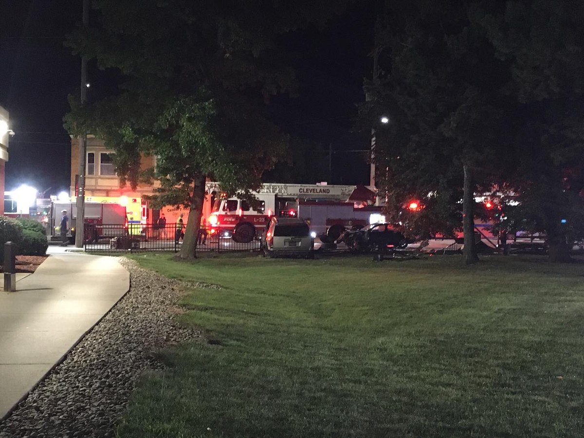 And another spectacular accident on the west side tonight early this morning, at West 73rd and Lorain Avenue. It appears the Cadillac Escalade SUV came in contact with a small four-door