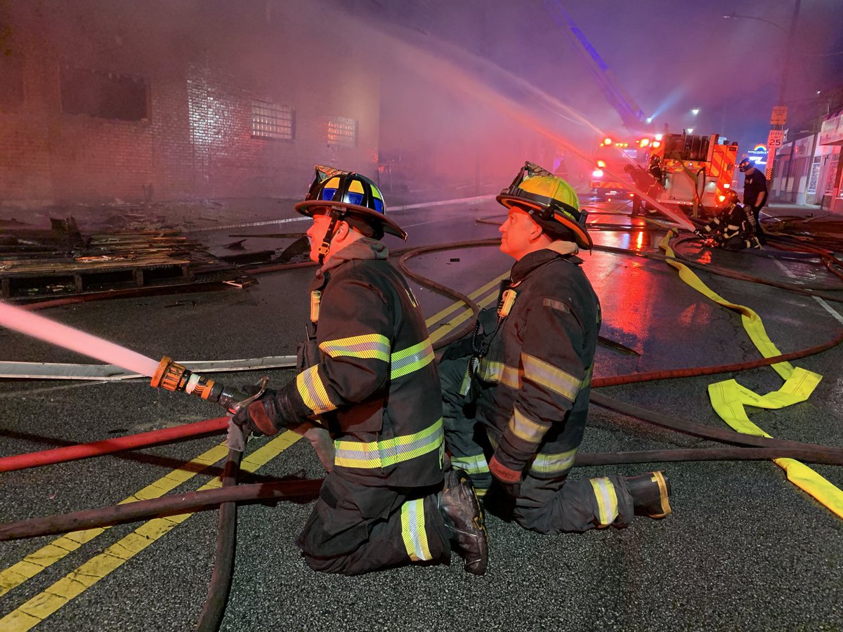 2 Alarm Fire at W.46/Clark in 4th Battalion. Auto Parts Store. Elevated alarm brings 13 Fire Companies and 50 firefighters to the scene. Partial building collapse. No injuries reported