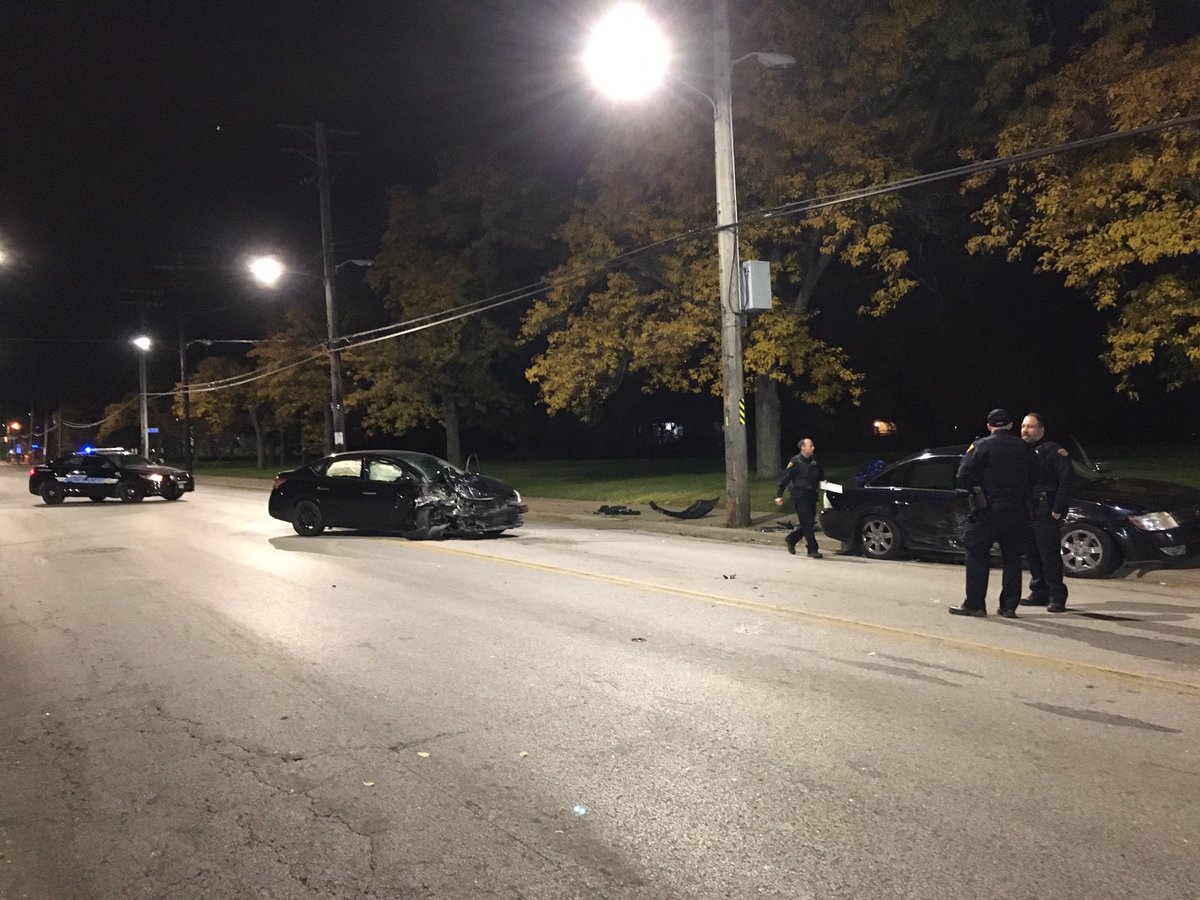 2 car mva at 75th and Kinsman Avenue a little after 2 AM Sat morning, the heavily damaged car was evading another accident and the other car swerved to avoid him but they still collided, one person was taken to the hospital with unknown injuries from the heavily damaged vehicle