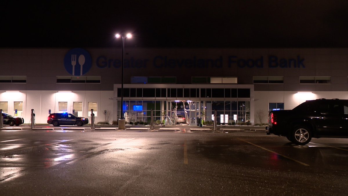 So a car is inside the lobby of the brand new Greater Cleveland Food Bank on Coit. CPD officers are inside clearing the building. More questions than answers at this point but an employee said this seems intentional and that the car does not belong to an employee