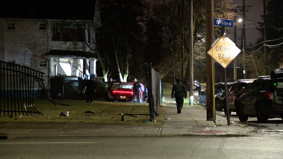 CPD investigating the shooting of a 15-year-old boy and crash on E99th south of Miles. EMS says the boy was in critical condition and taken to Metro. The car crashed through a fence at Calvary Cemetery and hit a tree. Car full of bullet holes 